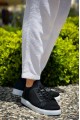 KB112 Erkek Günlük Bağcıklı Triko Spor Sneaker Ayakkabı TBT - Siyah