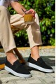 KB114 Erkek Günlük Bağcıksız Triko Spor Sneaker Ayakkabı TBT - Siyah