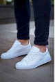 KB122 Erkek Günlük Bağcıklı Cilt Spor Sneaker Ayakkabı CBT - Beyaz