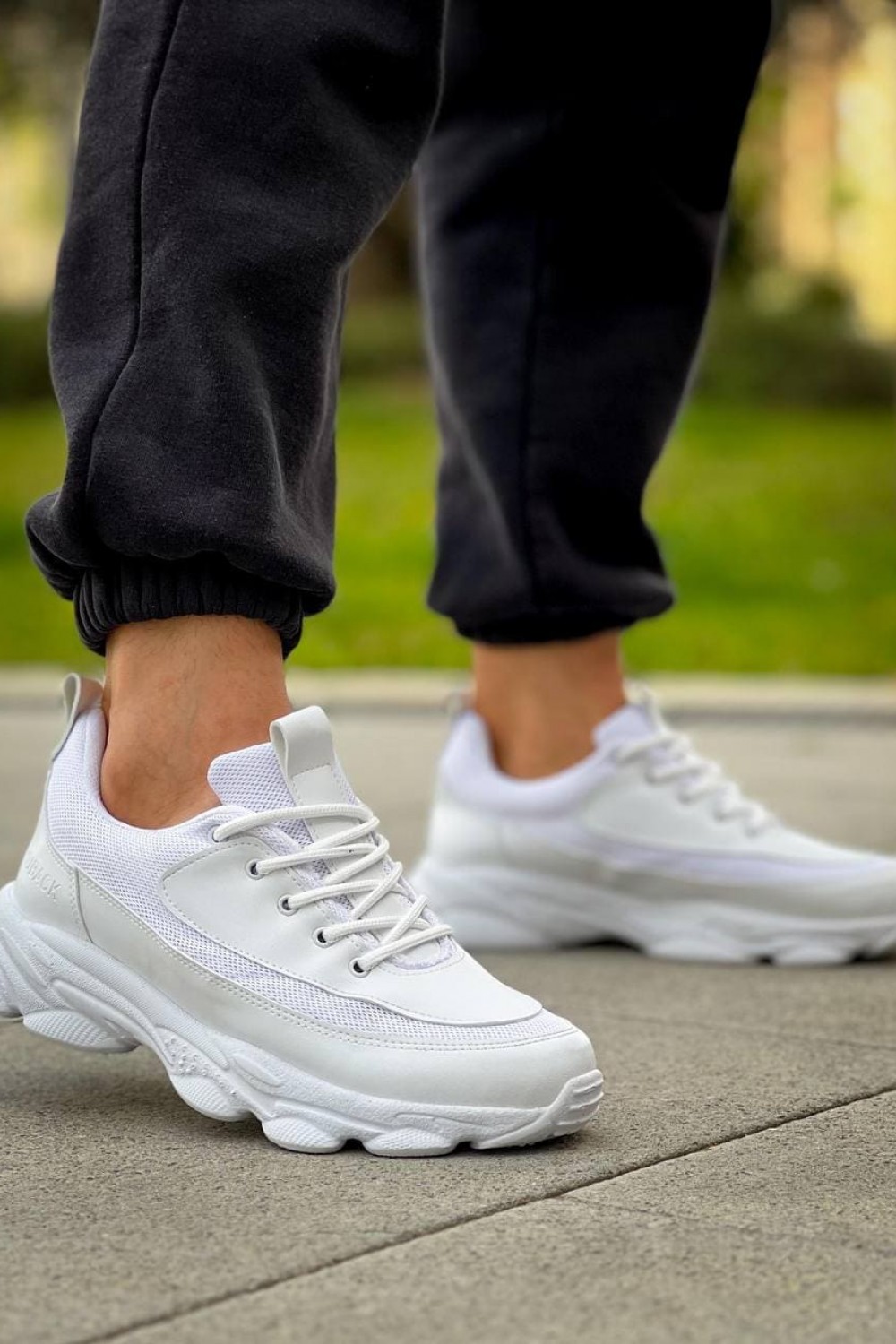 KB707 Erkek Günlük Bağcıklı Cilt Triko Spor Sneaker Ayakkabı CTBT - Beyaz – Kuback Erkek Ayakkabı