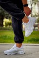 KB707 Erkek Günlük Bağcıklı Cilt Triko Spor Sneaker Ayakkabı CTBT - Beyaz – Kuback Erkek Ayakkabı