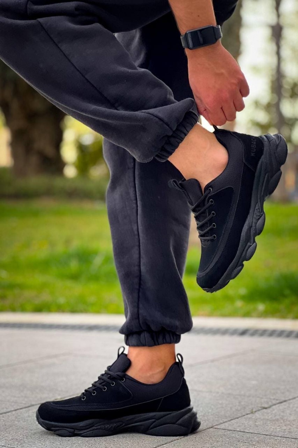 KB707 Erkek Günlük Bağcıklı Süet Triko Spor Sneaker Ayakkabı STST - Siyah – Kuback Erkek Ayakkabı