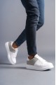 SLW151 Boost Erkek Günlük Bağcıklı Cilt Süet Spor Sneaker Ayakkabı CSBT - Beyaz/Gri