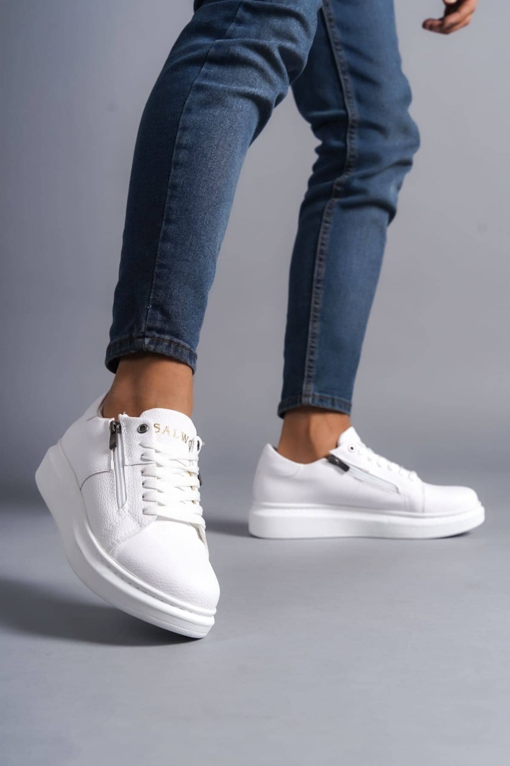 SLW155 Warrior Erkek Günlük Bağcıklı Fermuarlı Cilt Spor Sneaker Ayakkabı CBT - Beyaz Erkek Ayakkabı SLW155 Warrior Erkek Günlük Bağcıklı Fermuarlı Cilt Spor Sneaker Ayakkabı CBT - Beyaz – Salwo Erkek Ayakkabı