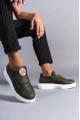 SLW161 Hippo Erkek Günlük Bağcıksız Cilt Spor Sneaker Ayakkabı CBT - Haki