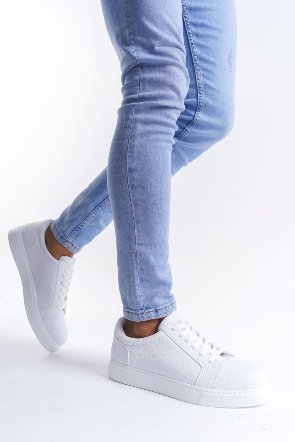 SLW165 Elite Erkek Günlük Bağcıklı Cilt Spor Sneaker Ayakkabı CBT - Beyaz – Salwo Erkek Ayakkabı
