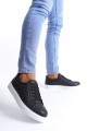 SLW166 Prestige Erkek Günlük Bağcıklı Kapitone Desenli Cilt Spor Sneaker Ayakkabı CBT - Siyah – Salwo Erkek Ayakkabı