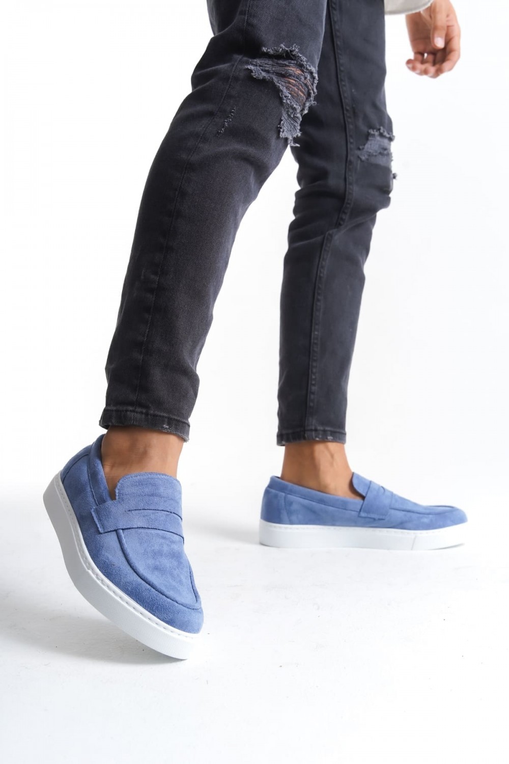 SLW180 Estilo X Erkek Günlük Bağcıksız Süet Klasik Ayakkabı SBT - Mavi – Salwo Erkek Ayakkabı