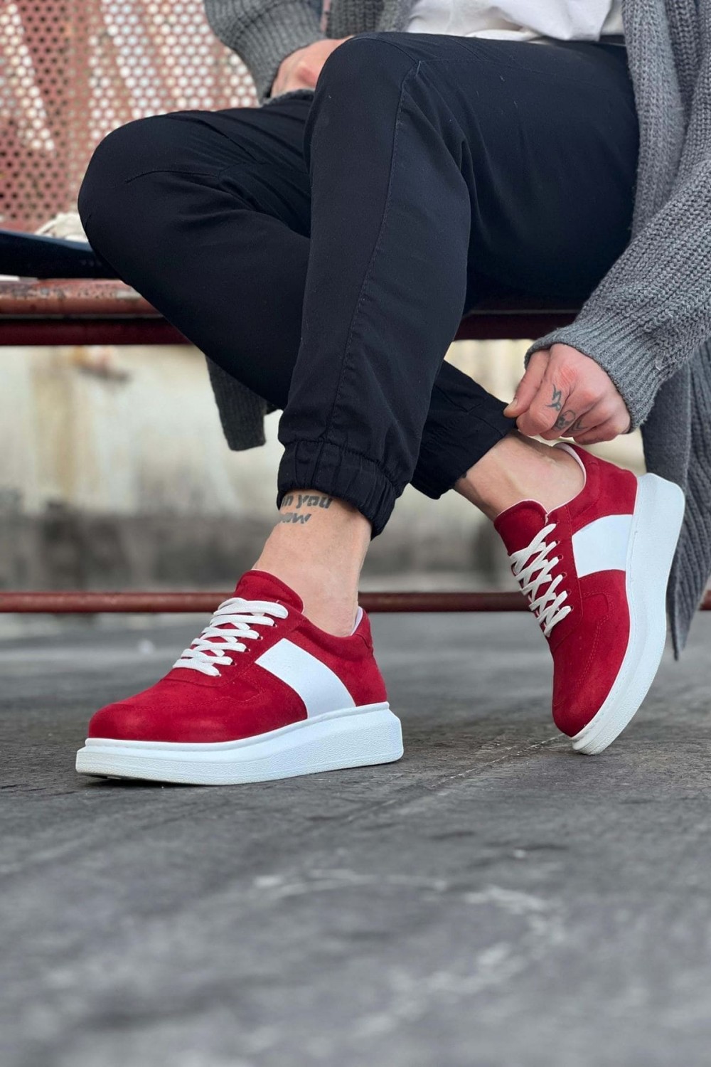 WG011 Erkek Günlük Bağcıklı Süet Spor Sneaker Ayakkabı SBT - Kırmızı/Beyaz Erkek Ayakkabı WG011 Erkek Günlük Bağcıklı Süet Spor Sneaker Ayakkabı SBT - Kırmızı/Beyaz – Wagoon Erkek Ayakkabı