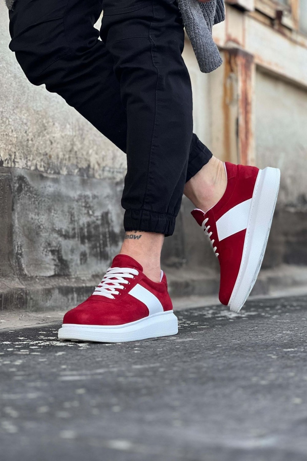 WG011 Erkek Günlük Bağcıklı Süet Spor Sneaker Ayakkabı SBT - Kırmızı/Beyaz Erkek Ayakkabı WG011 Erkek Günlük Bağcıklı Süet Spor Sneaker Ayakkabı SBT - Kırmızı/Beyaz – Wagoon Erkek Ayakkabı