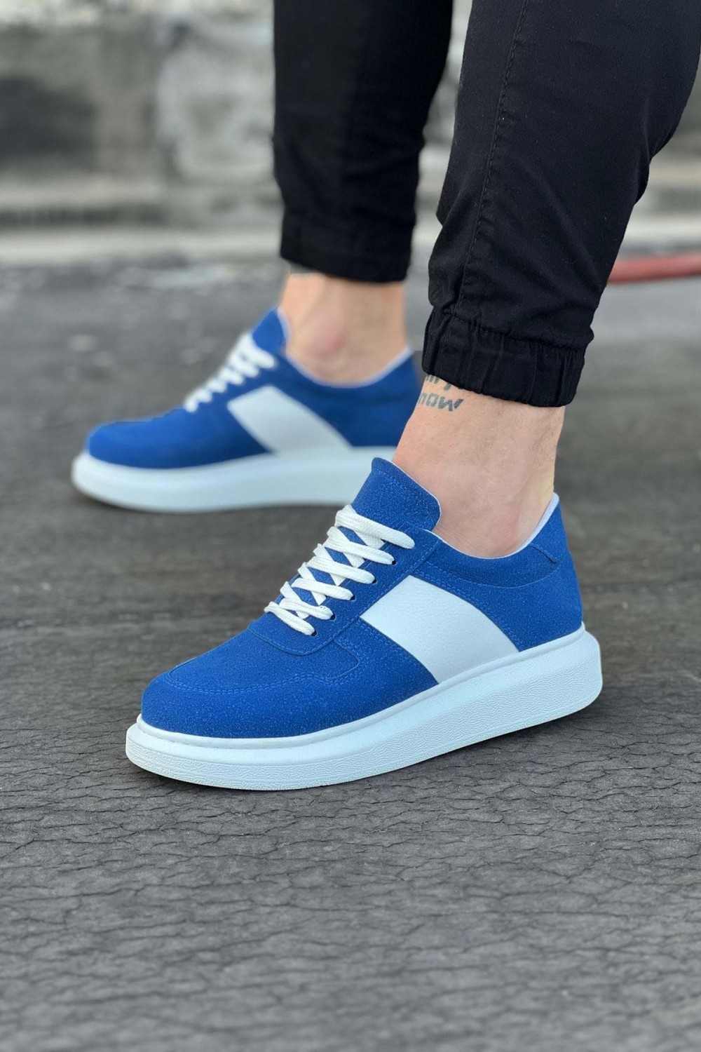 WG011 Erkek Günlük Bağcıklı Süet Spor Sneaker Ayakkabı SBT - Mavi/Beyaz Erkek Ayakkabı WG011 Erkek Günlük Bağcıklı Süet Spor Sneaker Ayakkabı SBT - Mavi/Beyaz – Wagoon Erkek Ayakkabı