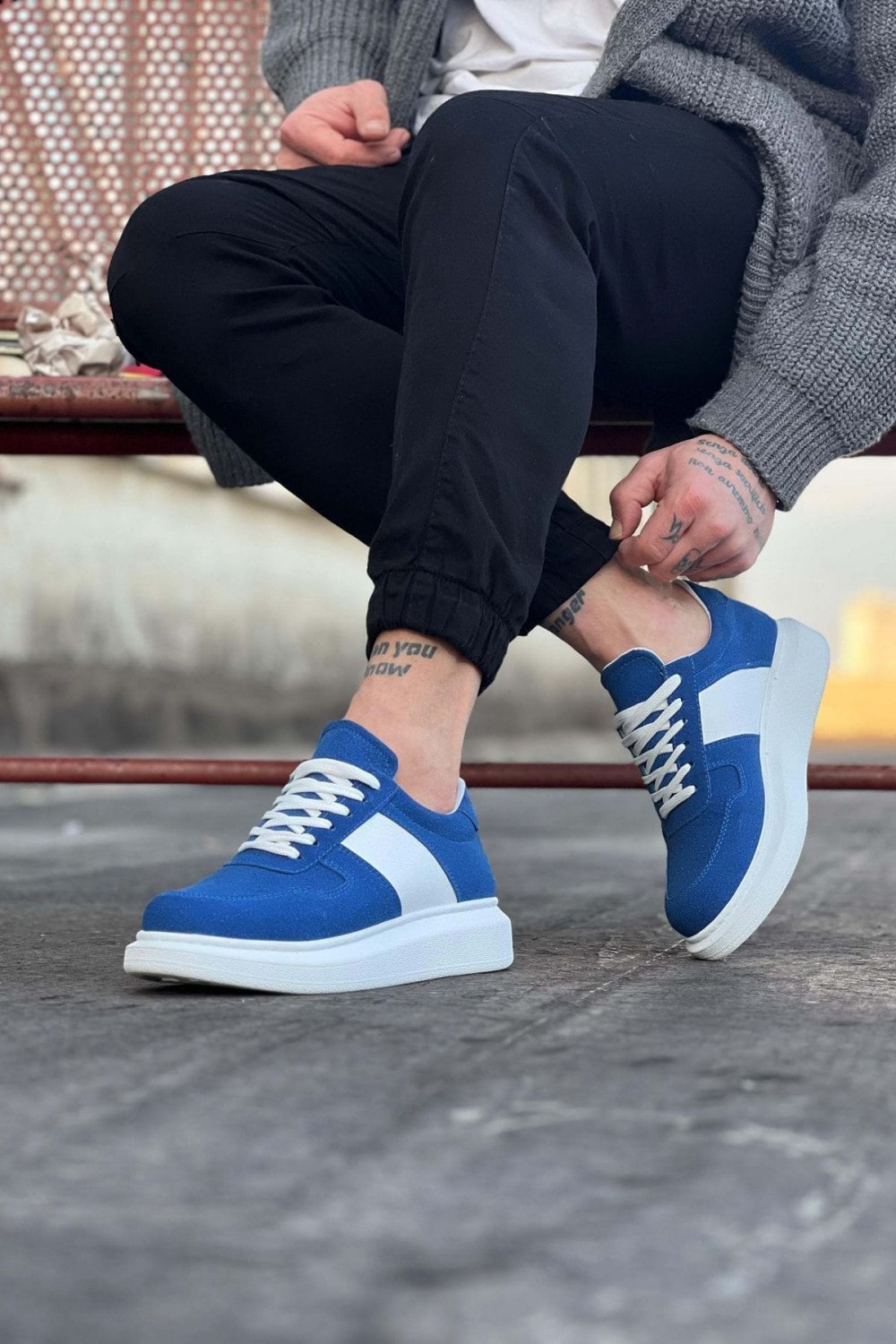 WG011 Erkek Günlük Bağcıklı Süet Spor Sneaker Ayakkabı SBT - Mavi/Beyaz Erkek Ayakkabı WG011 Erkek Günlük Bağcıklı Süet Spor Sneaker Ayakkabı SBT - Mavi/Beyaz – Wagoon Erkek Ayakkabı