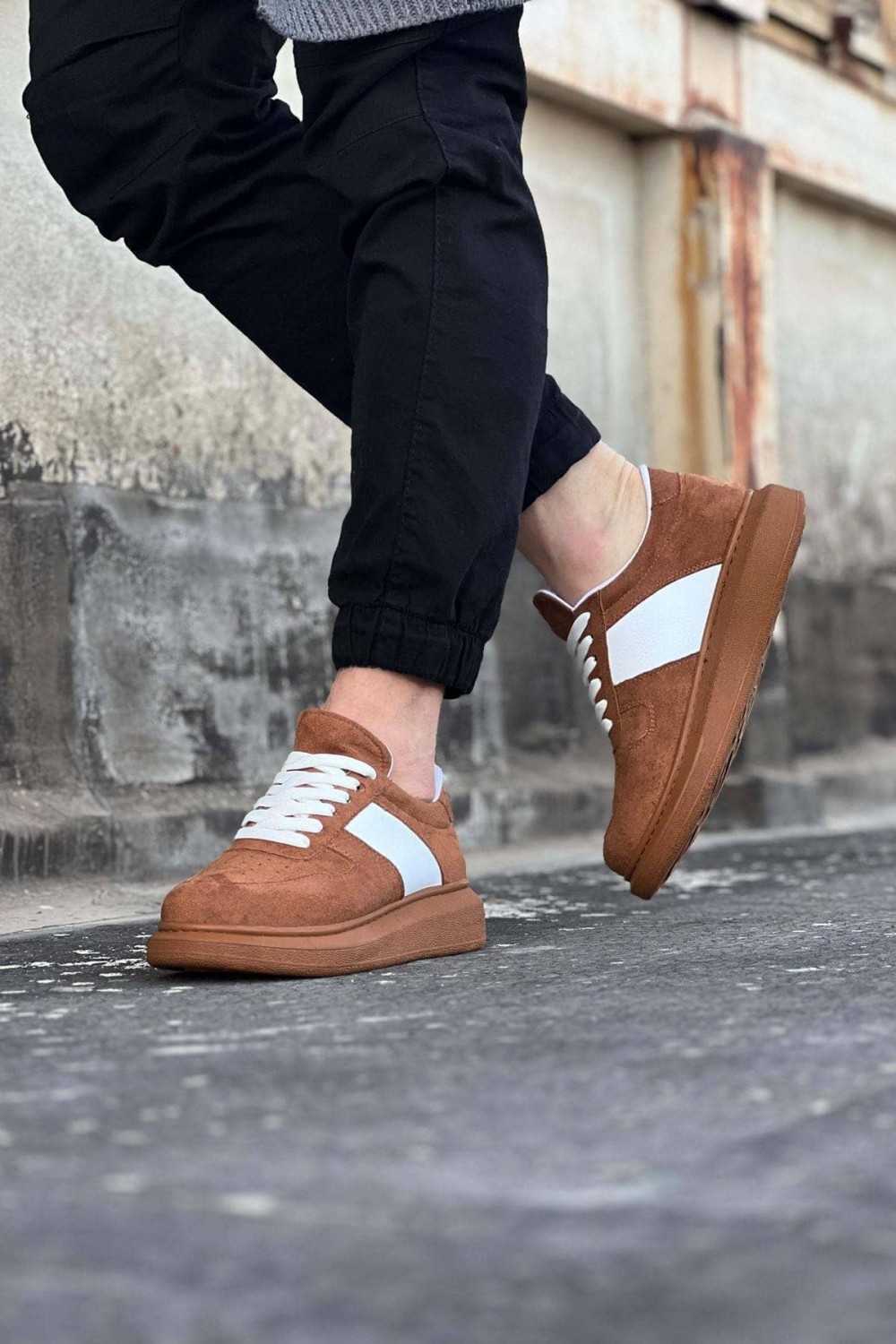 WG011 Erkek Günlük Bağcıklı Süet Spor Sneaker Ayakkabı STT - Taba/Beyaz Erkek Ayakkabı WG011 Erkek Günlük Bağcıklı Süet Spor Sneaker Ayakkabı STT - Taba/Beyaz – Wagoon Erkek Ayakkabı