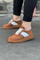 WG011 Erkek Günlük Bağcıklı Süet Spor Sneaker Ayakkabı STT - Taba/Beyaz