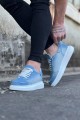 WG018 Erkek Günlük Bağcıklı Kot Kumaş Spor Sneaker Ayakkabı TBT - Açık Mavi – Wagoon Erkek Ayakkabı