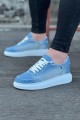 WG018 Erkek Günlük Bağcıklı Kot Kumaş Spor Sneaker Ayakkabı TBT - Açık Mavi