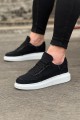 WG018 Erkek Günlük Bağcıklı Kot Kumaş Spor Sneaker Ayakkabı TBT - Siyah