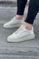WG019 Erkek Günlük Bağcıklı Triko Cilt Spor Sneaker Ayakkabı TCBT - Bej