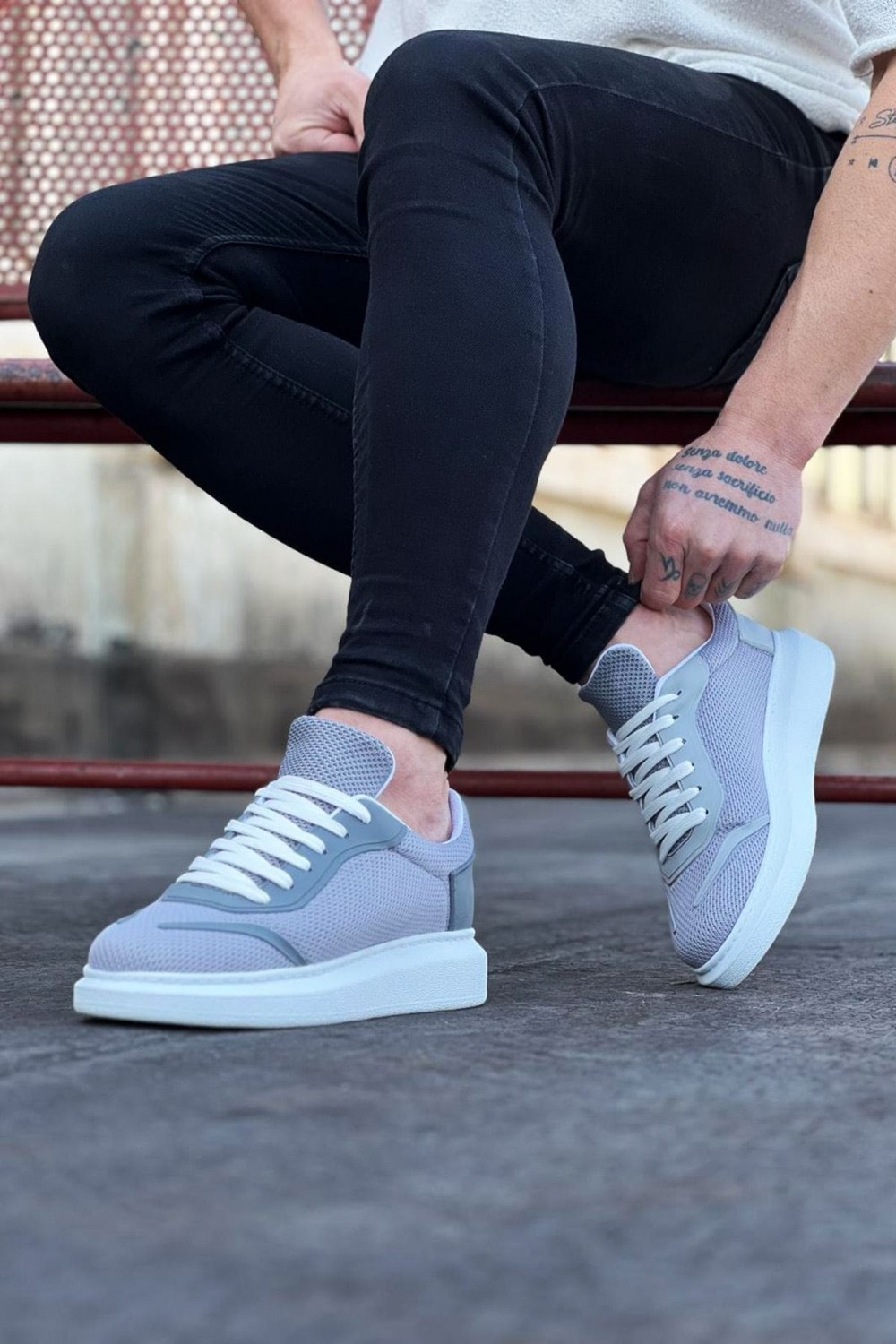 WG019 Erkek Günlük Bağcıklı Triko Cilt Spor Sneaker Ayakkabı TCBT - Gri Erkek Ayakkabı WG019 Erkek Günlük Bağcıklı Triko Cilt Spor Sneaker Ayakkabı TCBT - Gri – Wagoon Erkek Ayakkabı