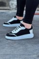 WG019 Erkek Günlük Bağcıklı Triko Cilt Spor Sneaker Ayakkabı TCBT - Siyah/Beyaz – Wagoon Erkek Ayakkabı