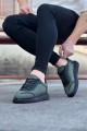WG019 Erkek Günlük Bağcıklı Triko Cilt Spor Sneaker Ayakkabı TCST - Haki – Wagoon Erkek Ayakkabı