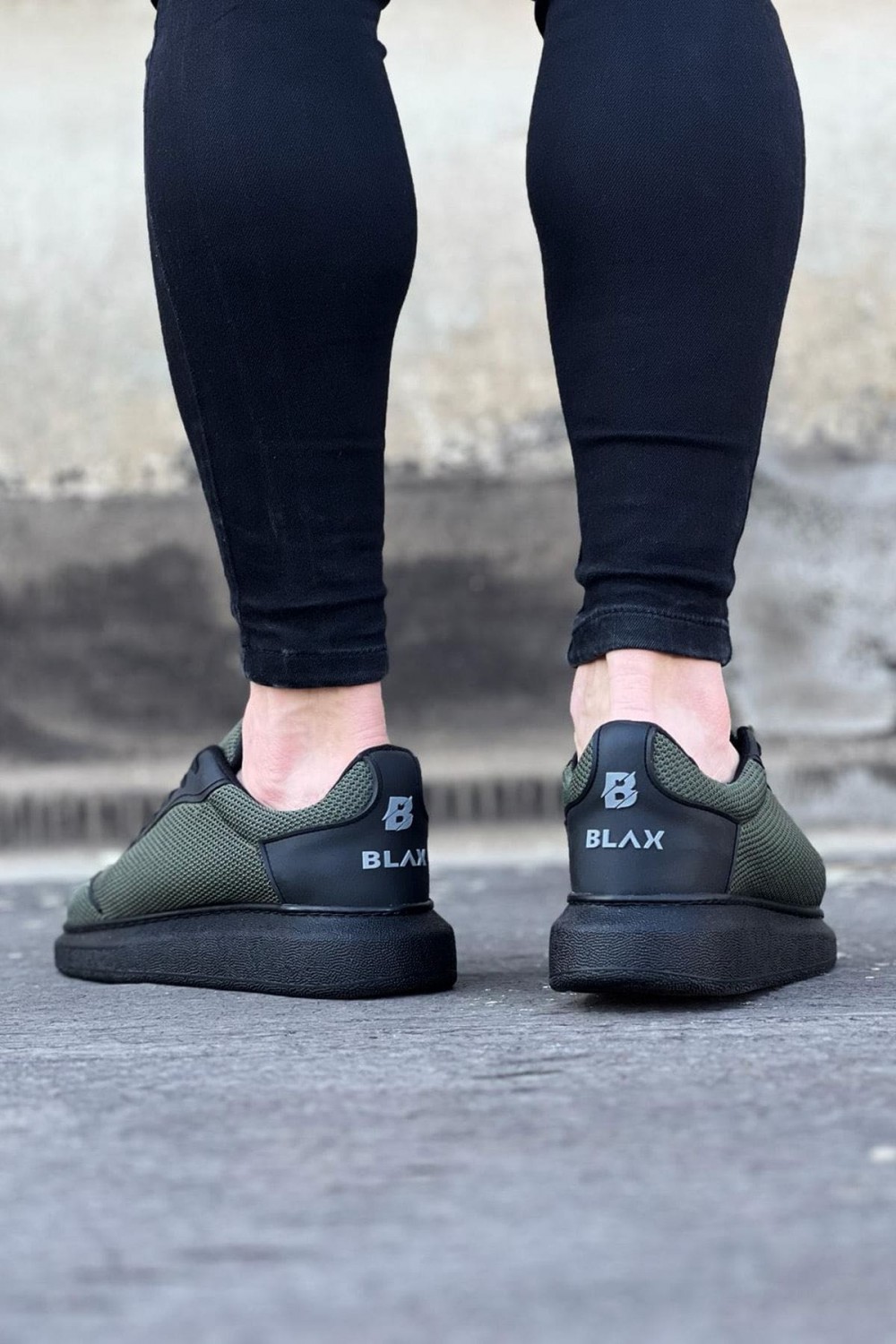 WG019 Erkek Günlük Bağcıklı Triko Cilt Spor Sneaker Ayakkabı TCST - Haki – Wagoon Erkek Ayakkabı
