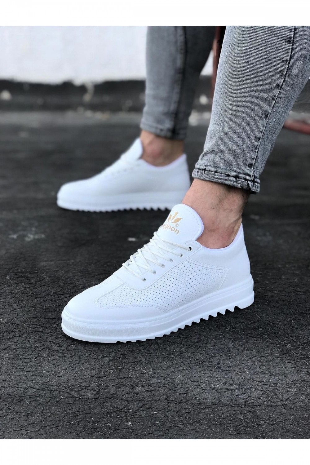 WG022 Erkek Günlük Bağcıklı Delikli Desen Cilt Spor Sneaker Ayakkabı CBT - Beyaz Erkek Ayakkabı WG022 Erkek Günlük Bağcıklı Delikli Desen Cilt Spor Sneaker Ayakkabı CBT - Beyaz – Wagoon Erkek Ayakkabı