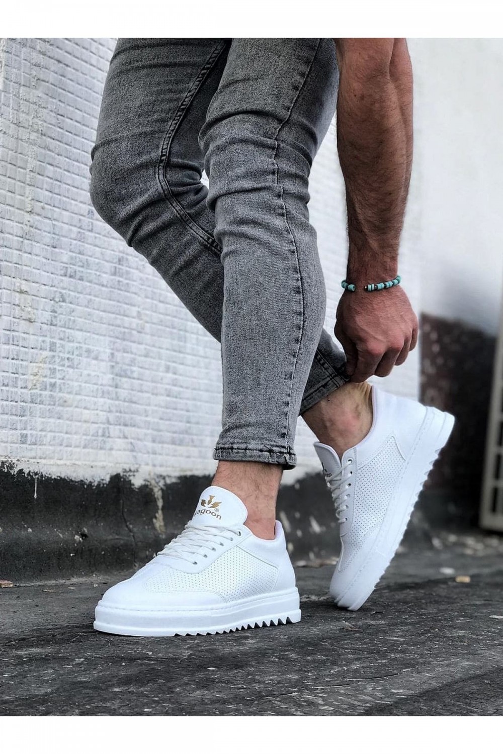 WG022 Erkek Günlük Bağcıklı Delikli Desen Cilt Spor Sneaker Ayakkabı CBT - Beyaz Erkek Ayakkabı WG022 Erkek Günlük Bağcıklı Delikli Desen Cilt Spor Sneaker Ayakkabı CBT - Beyaz – Wagoon Erkek Ayakkabı