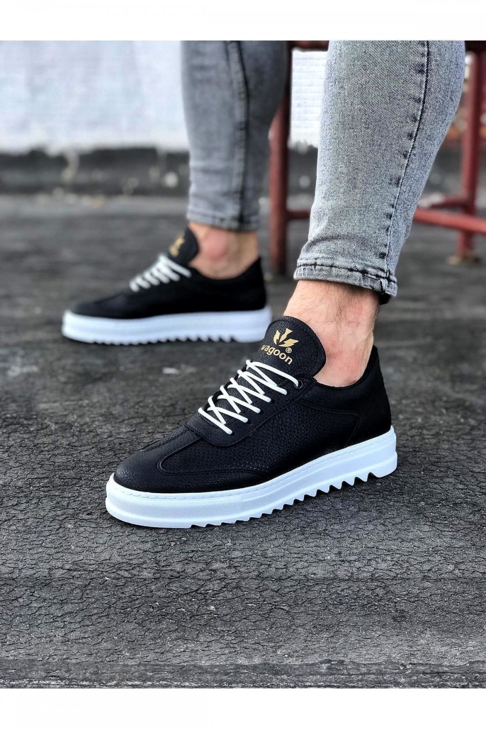 WG022 Erkek Günlük Bağcıklı Delikli Desen Cilt Spor Sneaker Ayakkabı CBT - Siyah Erkek Ayakkabı WG022 Erkek Günlük Bağcıklı Delikli Desen Cilt Spor Sneaker Ayakkabı CBT - Siyah – Wagoon Erkek Ayakkabı