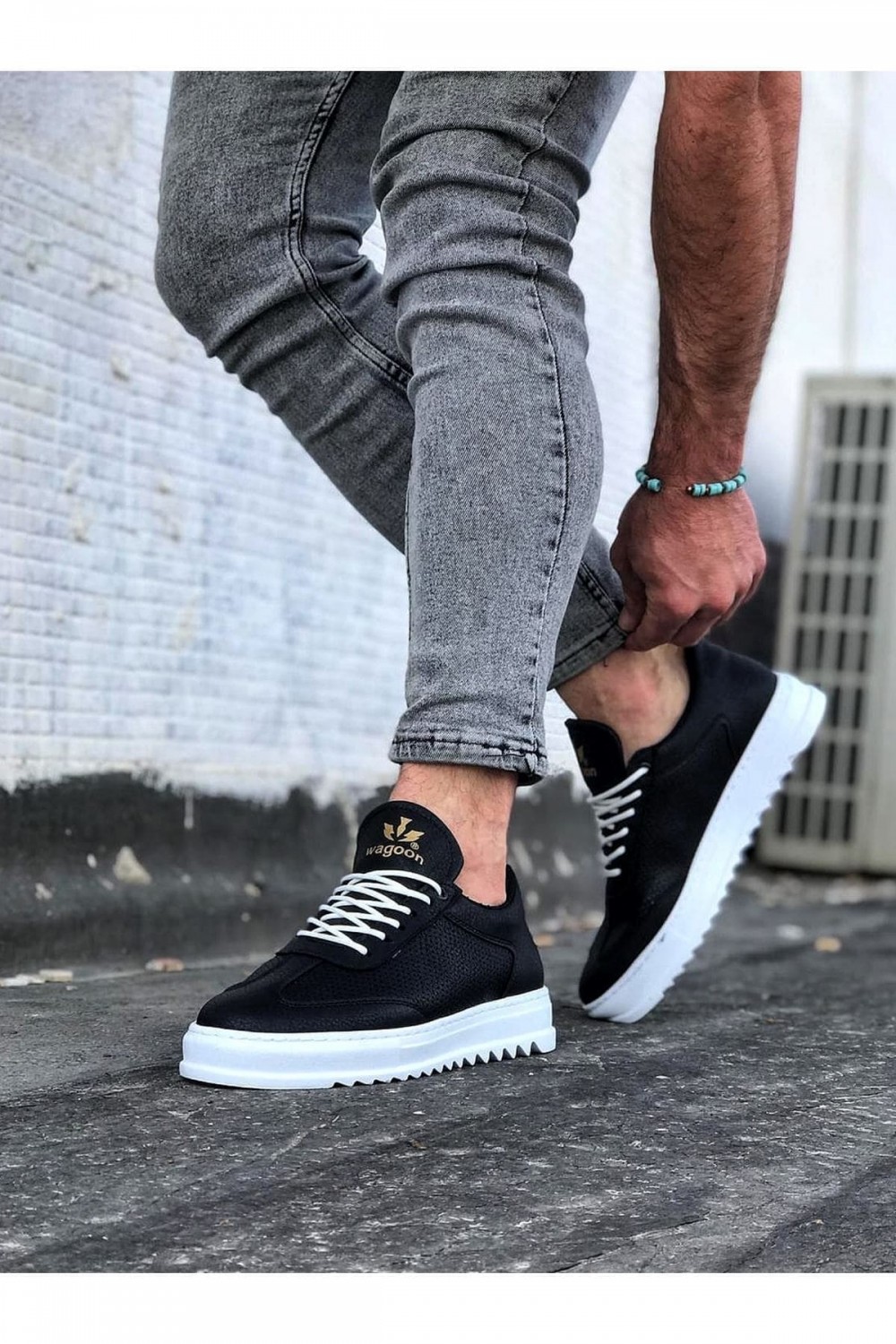 WG022 Erkek Günlük Bağcıklı Delikli Desen Cilt Spor Sneaker Ayakkabı CBT - Siyah Erkek Ayakkabı WG022 Erkek Günlük Bağcıklı Delikli Desen Cilt Spor Sneaker Ayakkabı CBT - Siyah – Wagoon Erkek Ayakkabı
