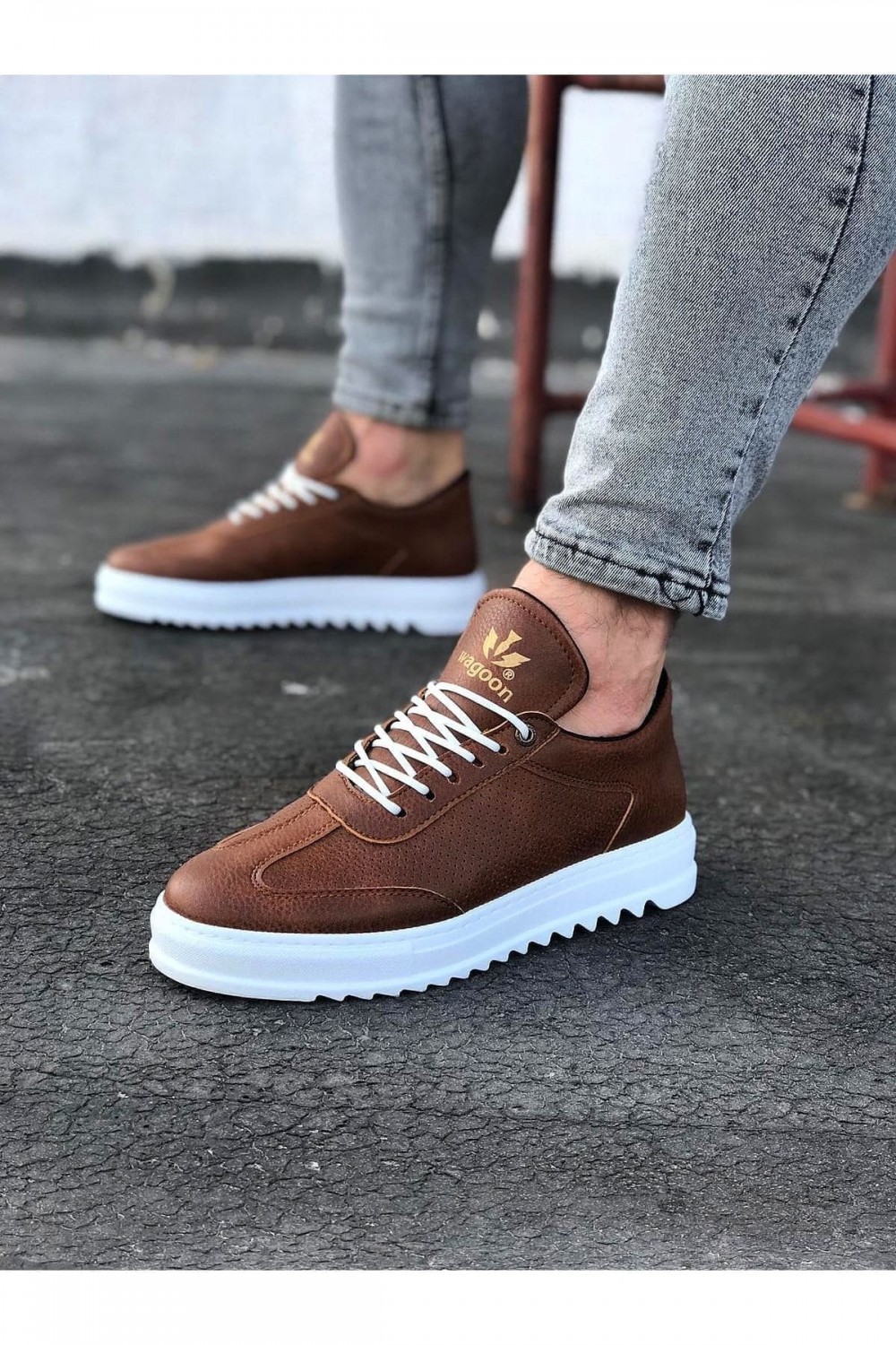 WG022 Erkek Günlük Bağcıklı Delikli Desen Cilt Spor Sneaker Ayakkabı CBT - Taba Erkek Ayakkabı WG022 Erkek Günlük Bağcıklı Delikli Desen Cilt Spor Sneaker Ayakkabı CBT - Taba – Wagoon Erkek Ayakkabı