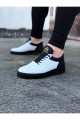 WG022 Erkek Günlük Bağcıklı Delikli Desen Cilt Spor Sneaker Ayakkabı CST - Beyaz/Siyah Erkek Ayakkabı WG022 Erkek Günlük Bağcıklı Delikli Desen Cilt Spor Sneaker Ayakkabı CST - Beyaz/Siyah – Wagoon Erkek Ayakkabı