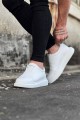 WG023 Erkek Günlük Bağcıksız Cilt Spor Sneaker Ayakkabı CBT - Beyaz – Wagoon Erkek Ayakkabı