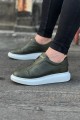 WG023 Erkek Günlük Bağcıksız Cilt Spor Sneaker Ayakkabı CBT - Haki