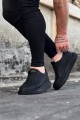 WG023 Erkek Günlük Bağcıksız Cilt Spor Sneaker Ayakkabı CST - Siyah – Wagoon Erkek Ayakkabı