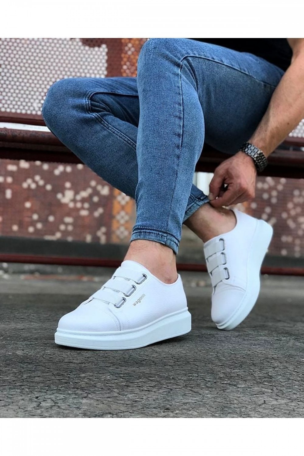 WG026 Erkek Günlük Lastikli Cilt Spor Sneaker Ayakkabı CBT - Beyaz Erkek Ayakkabı WG026 Erkek Günlük Lastikli Cilt Spor Sneaker Ayakkabı CBT - Beyaz – Wagoon Erkek Ayakkabı