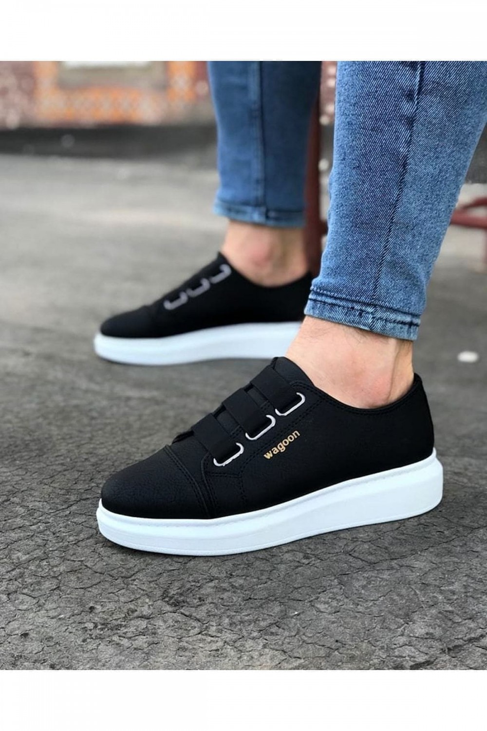 WG026 Erkek Günlük Lastikli Cilt Spor Sneaker Ayakkabı CBT - Siyah Erkek Ayakkabı WG026 Erkek Günlük Lastikli Cilt Spor Sneaker Ayakkabı CBT - Siyah – Wagoon Erkek Ayakkabı