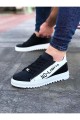 WG027 Erkek Günlük Bağcıklı No - Limits Cilt Spor Sneaker Ayakkabı CBT - Siyah/Beyaz