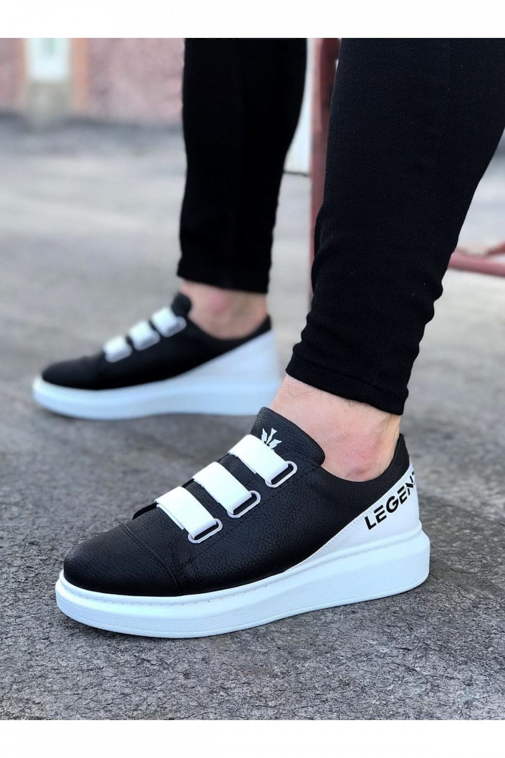 WG029 Erkek Günlük Lastikli Legend Cilt Spor Sneaker Ayakkabı CBT - Siyah/Beyaz Erkek Ayakkabı WG029 Erkek Günlük Lastikli Legend Cilt Spor Sneaker Ayakkabı CBT - Siyah/Beyaz – Wagoon Erkek Ayakkabı