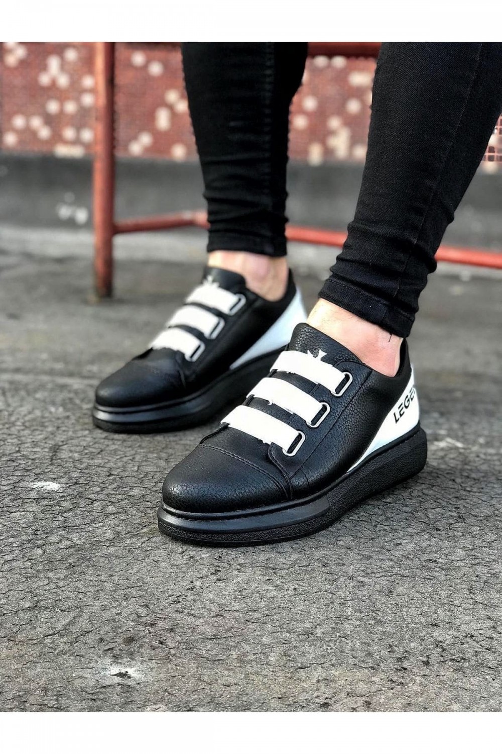 WG029 Erkek Günlük Lastikli Legend Cilt Spor Sneaker Ayakkabı CST - Siyah/Beyaz Erkek Ayakkabı WG029 Erkek Günlük Lastikli Legend Cilt Spor Sneaker Ayakkabı CST - Siyah/Beyaz – Wagoon Erkek Ayakkabı