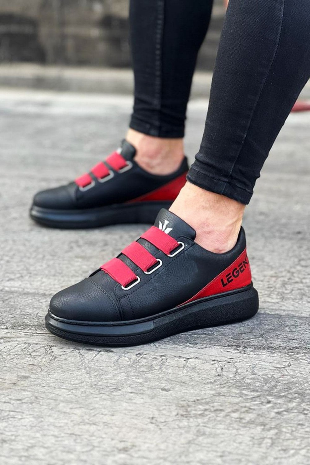 WG029 Erkek Günlük Lastikli Legend Cilt Spor Sneaker Ayakkabı CST - Siyah/Kırmızı Erkek Ayakkabı WG029 Erkek Günlük Lastikli Legend Cilt Spor Sneaker Ayakkabı CST - Siyah/Kırmızı – Wagoon Erkek Ayakkabı