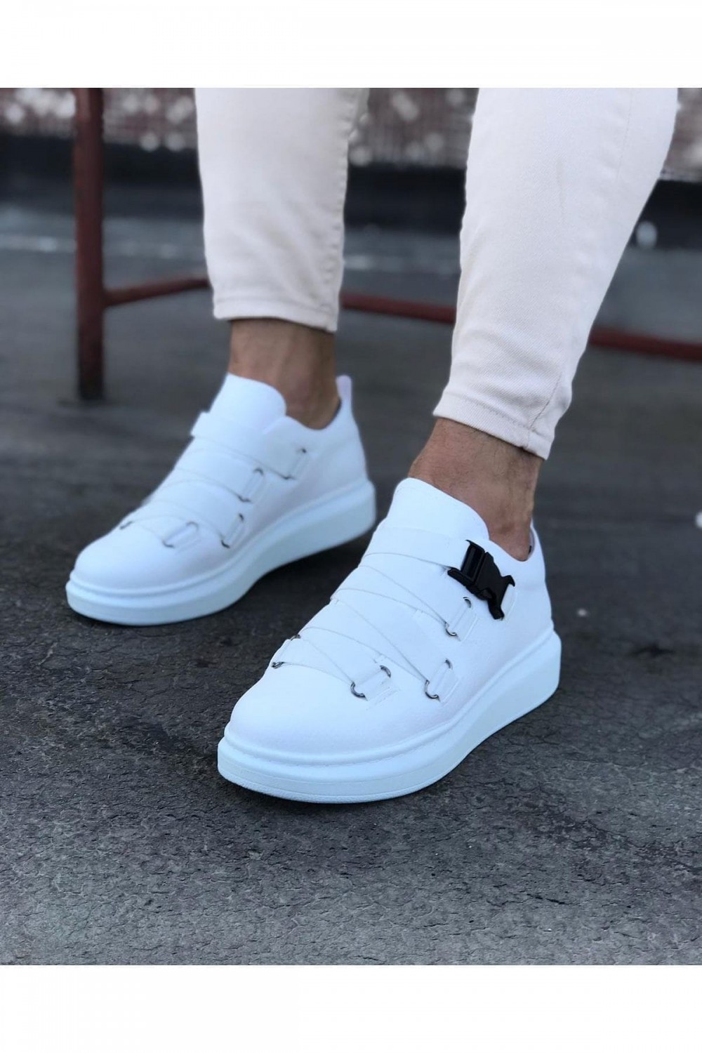 WG033 Erkek Günlük Tokalı Cilt Spor Sneaker Ayakkabı CBT - Beyaz Erkek Ayakkabı WG033 Erkek Günlük Tokalı Cilt Spor Sneaker Ayakkabı CBT - Beyaz – Wagoon Erkek Ayakkabı