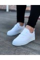 WG036 Erkek Günlük Bağcıklı Lastikli Cilt Spor Sneaker Ayakkabı CBT - Beyaz