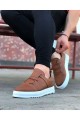 WG036 Erkek Günlük Bağcıklı Lastikli Cilt Spor Sneaker Ayakkabı CBT - Taba – Wagoon Erkek Ayakkabı