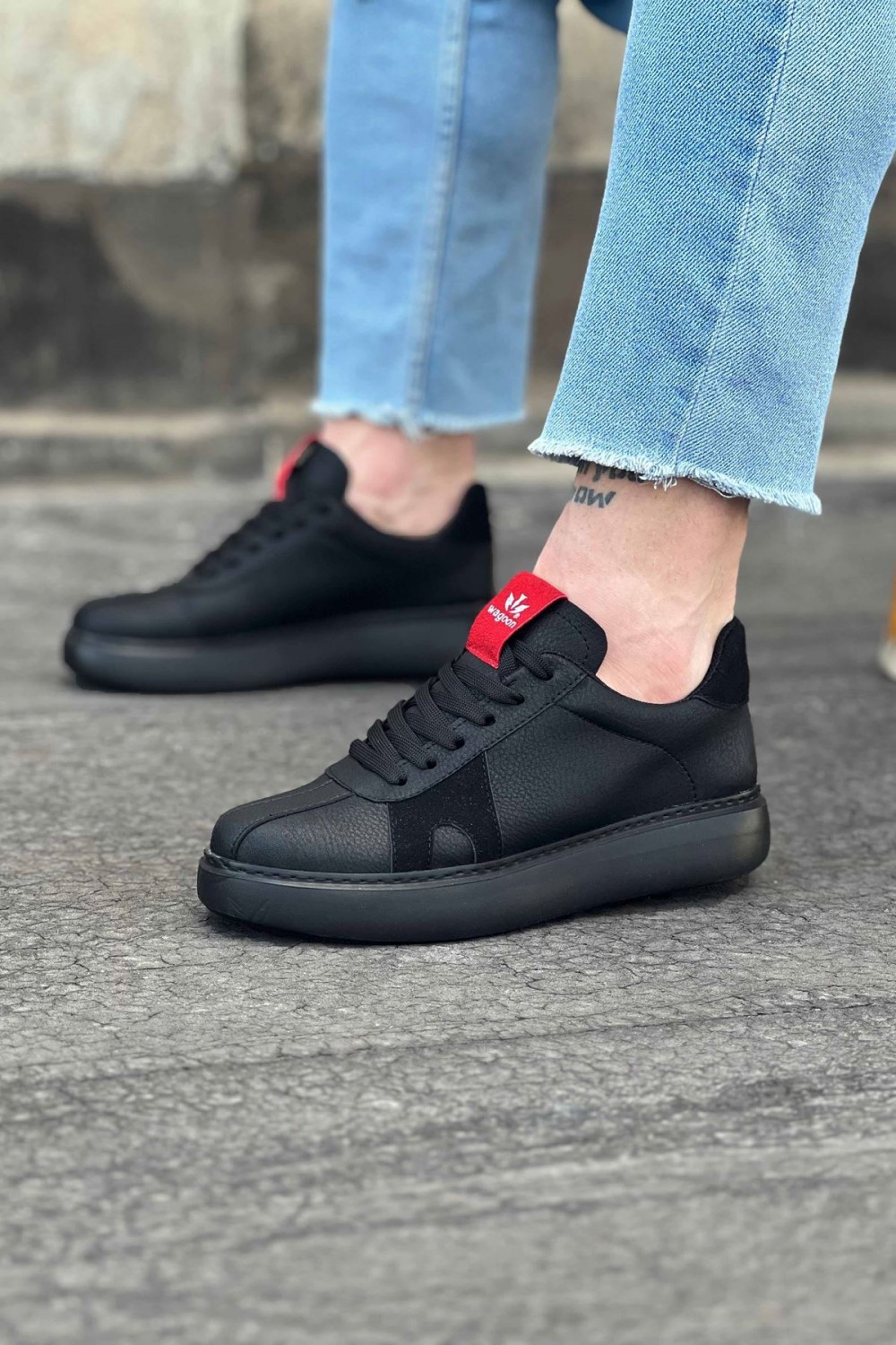 WG040 Erkek Günlük Bağcıklı Cilt Spor Sneaker Ayakkabı CST - Siyah Erkek Ayakkabı WG040 Erkek Günlük Bağcıklı Cilt Spor Sneaker Ayakkabı CST - Siyah – Wagoon Erkek Ayakkabı