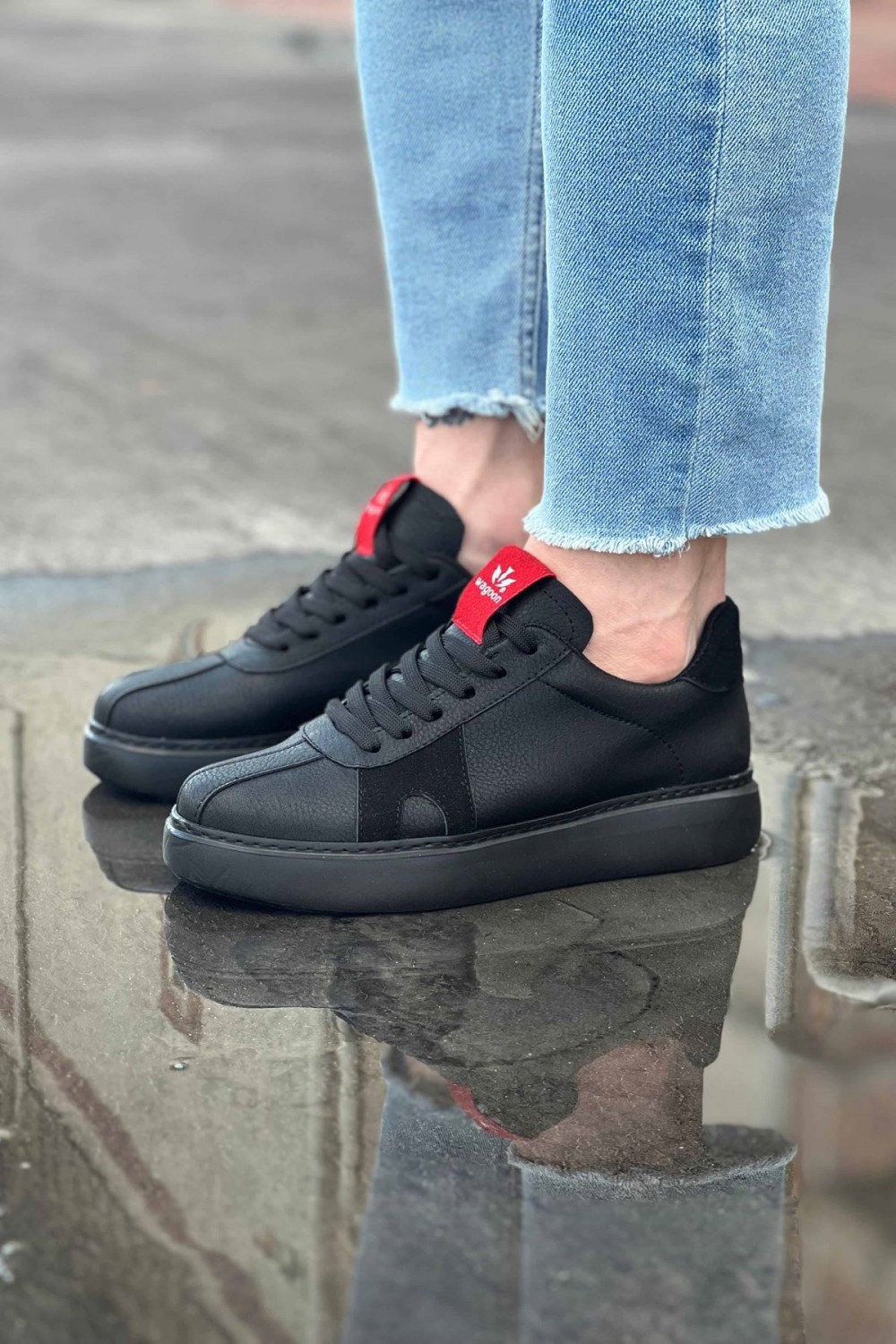 WG040 Erkek Günlük Bağcıklı Cilt Spor Sneaker Ayakkabı CST - Siyah Erkek Ayakkabı WG040 Erkek Günlük Bağcıklı Cilt Spor Sneaker Ayakkabı CST - Siyah – Wagoon Erkek Ayakkabı