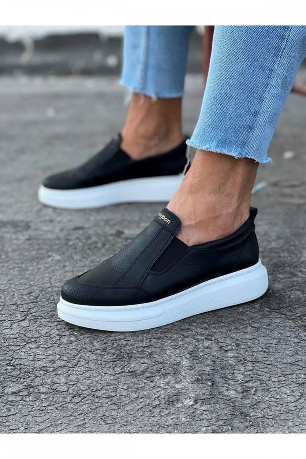 WG049 Erkek Günlük Bağcıksız Cilt Spor Sneaker Ayakkabı CBT - Siyah Erkek Ayakkabı WG049 Erkek Günlük Bağcıksız Cilt Spor Sneaker Ayakkabı CBT - Siyah – Wagoon Erkek Ayakkabı