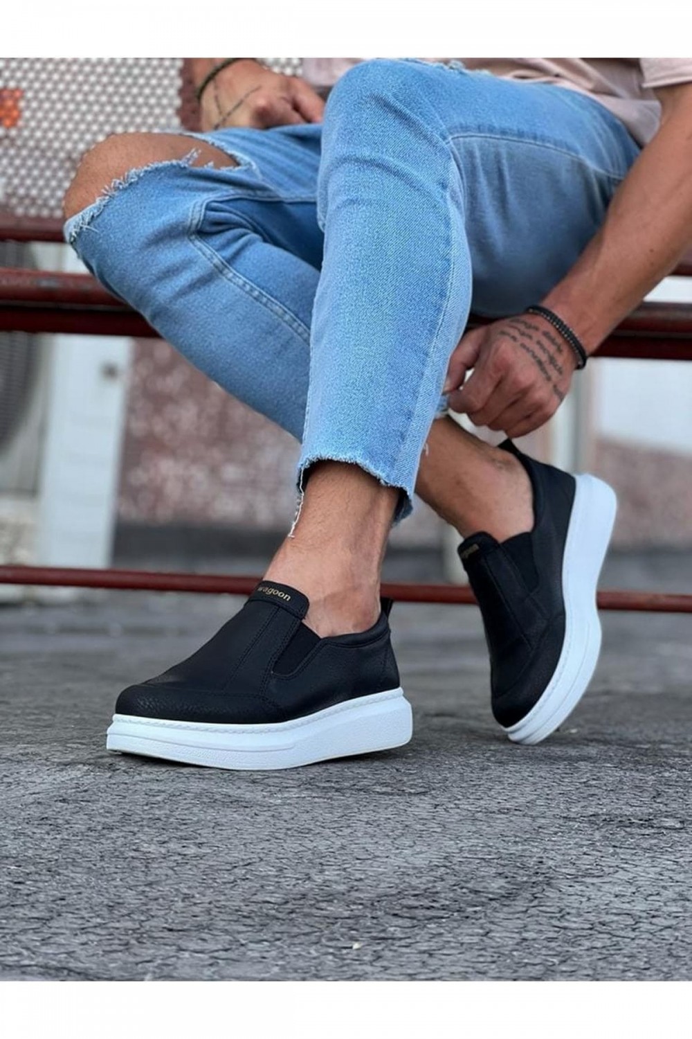WG049 Erkek Günlük Bağcıksız Cilt Spor Sneaker Ayakkabı CBT - Siyah Erkek Ayakkabı WG049 Erkek Günlük Bağcıksız Cilt Spor Sneaker Ayakkabı CBT - Siyah – Wagoon Erkek Ayakkabı