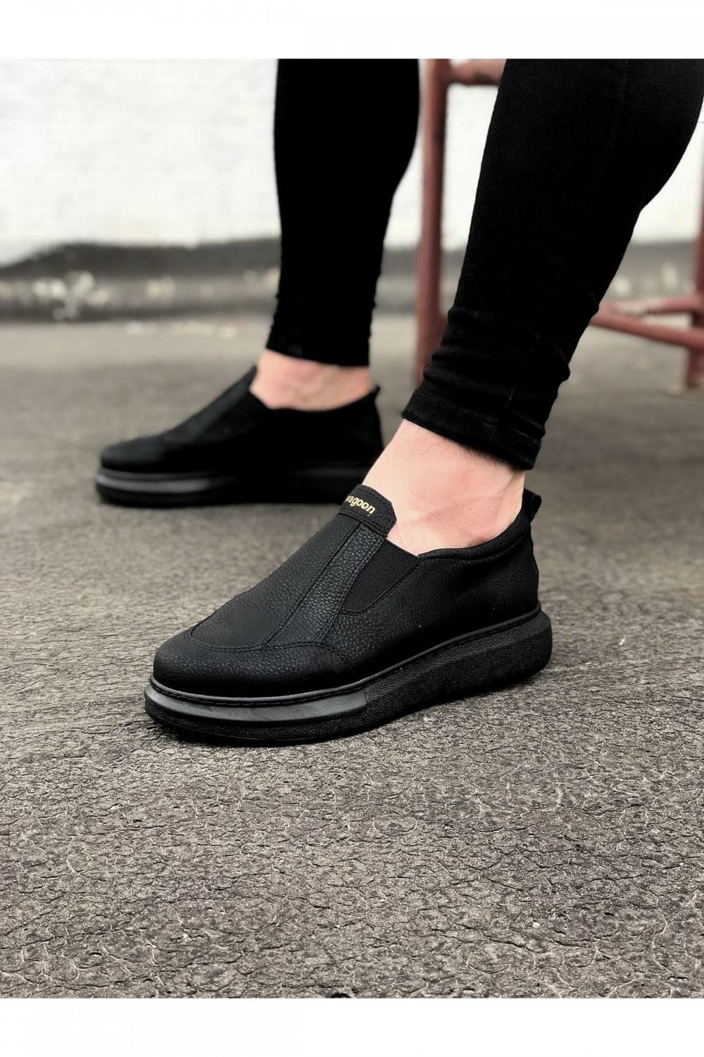 WG049 Erkek Günlük Bağcıksız Cilt Spor Sneaker Ayakkabı CST - Siyah Erkek Ayakkabı WG049 Erkek Günlük Bağcıksız Cilt Spor Sneaker Ayakkabı CST - Siyah – Wagoon Erkek Ayakkabı