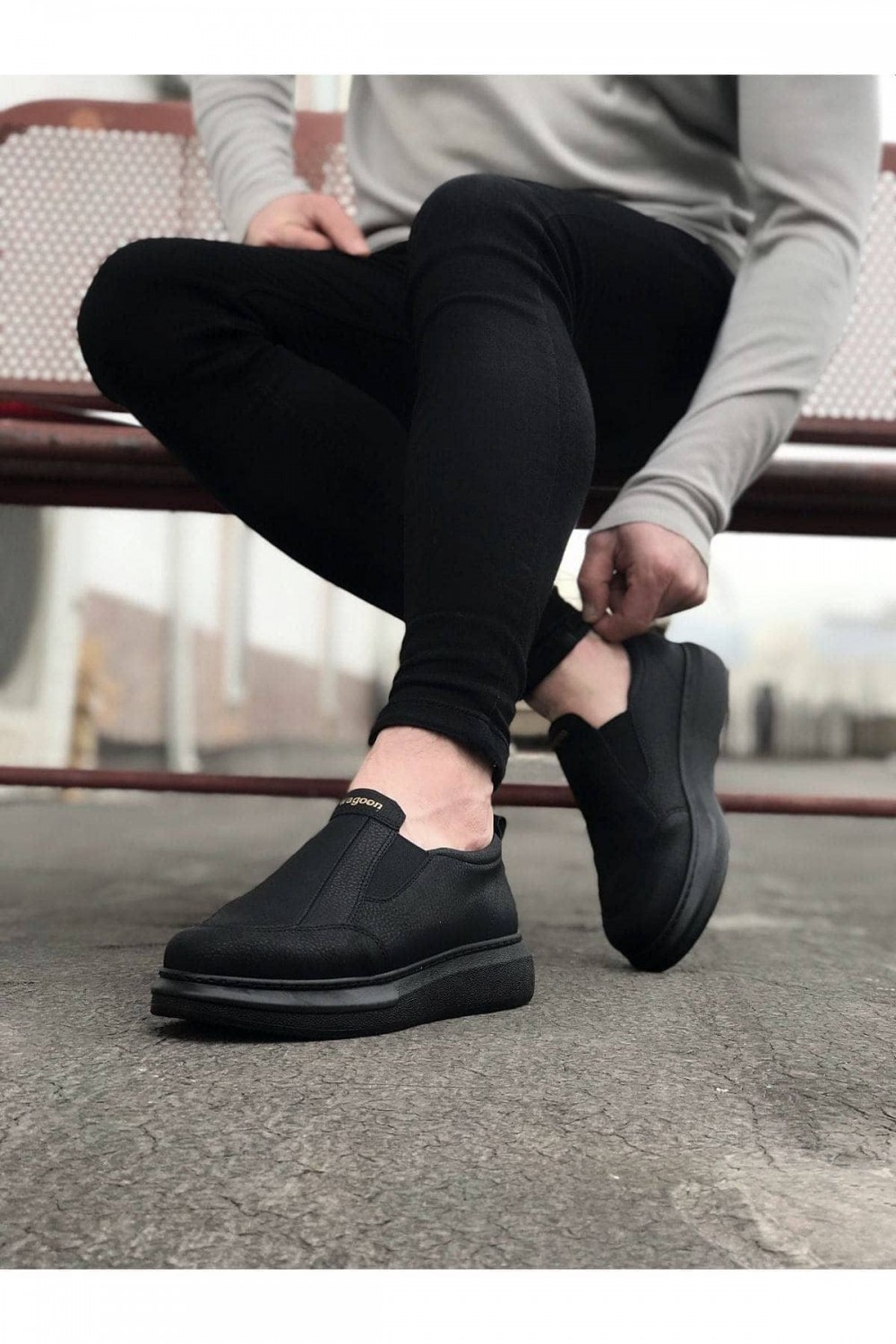 WG049 Erkek Günlük Bağcıksız Cilt Spor Sneaker Ayakkabı CST - Siyah Erkek Ayakkabı WG049 Erkek Günlük Bağcıksız Cilt Spor Sneaker Ayakkabı CST - Siyah – Wagoon Erkek Ayakkabı